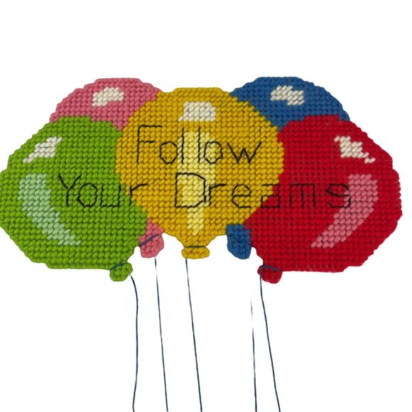 Teddy Bears Baby Room Wall Hanging Follow Your Dreams Balloons Handmade - Picture 3 of 4